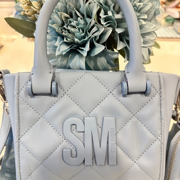 Steve Madden Sky Blue Quilted Satchel NEW - Picture 1 of 14